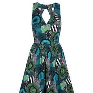 Banana Republic x Marimekko Green and Blue Patterned Dress